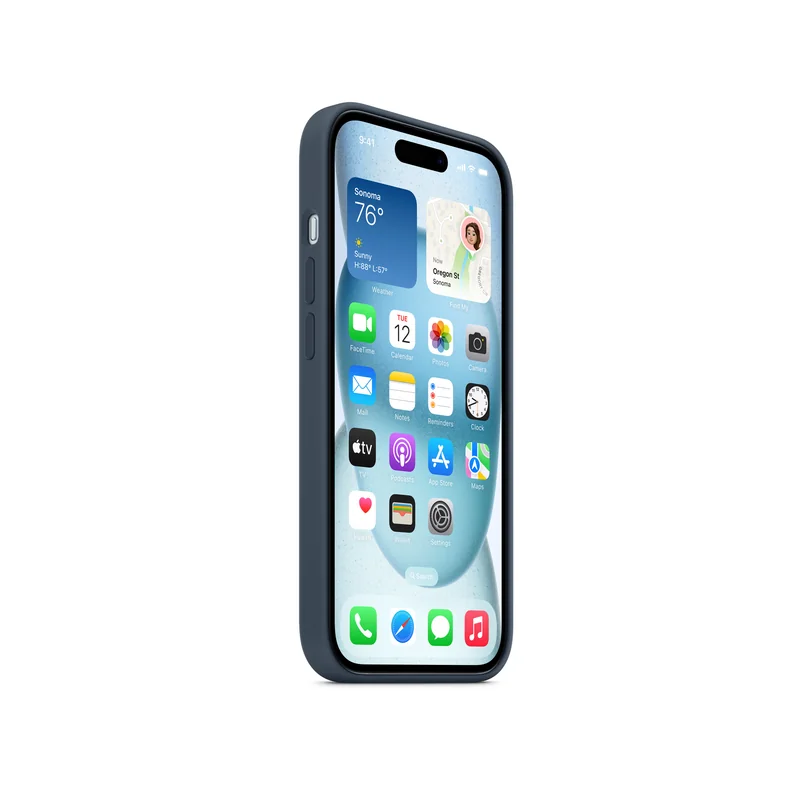 iPhone 15 coque silicone MagSafe — Bleu tempête