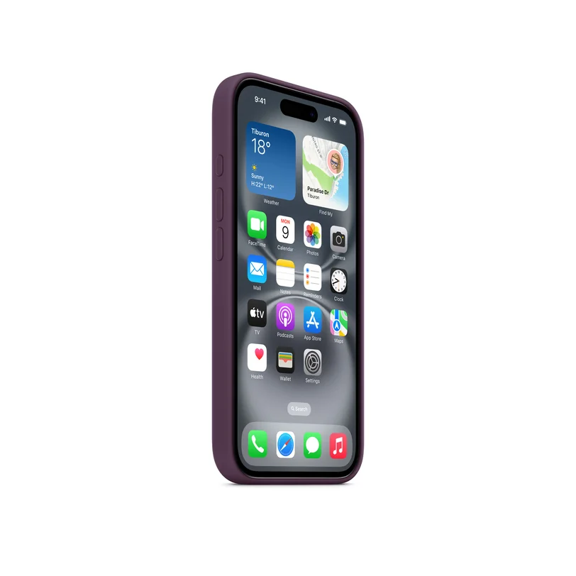 iPhone 16 coque silicone MagSafe Plum