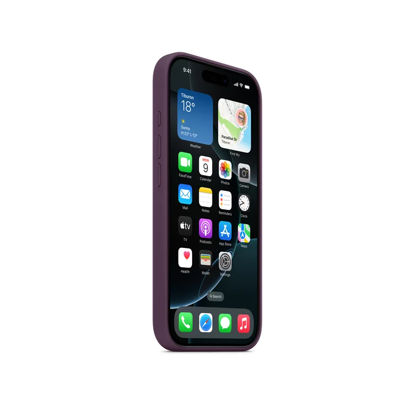 iPhone 16 Pro coque silicone MagSafe Plum