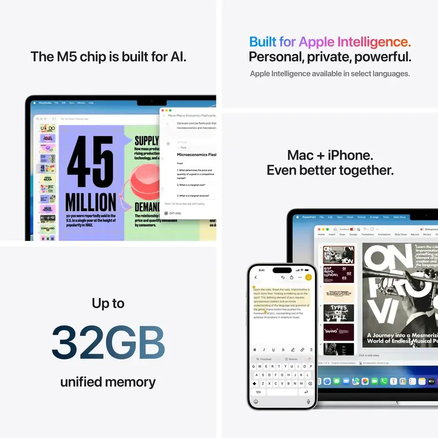 MacBook Air 13 pouces Apple M5 16 Go / 1 To — Lumière stellaire