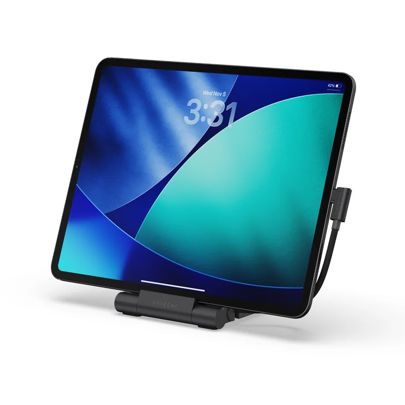 Support pliable Satechi OnTheGo avec hub USB-C pour iPad — Noir sidéral — vue 2