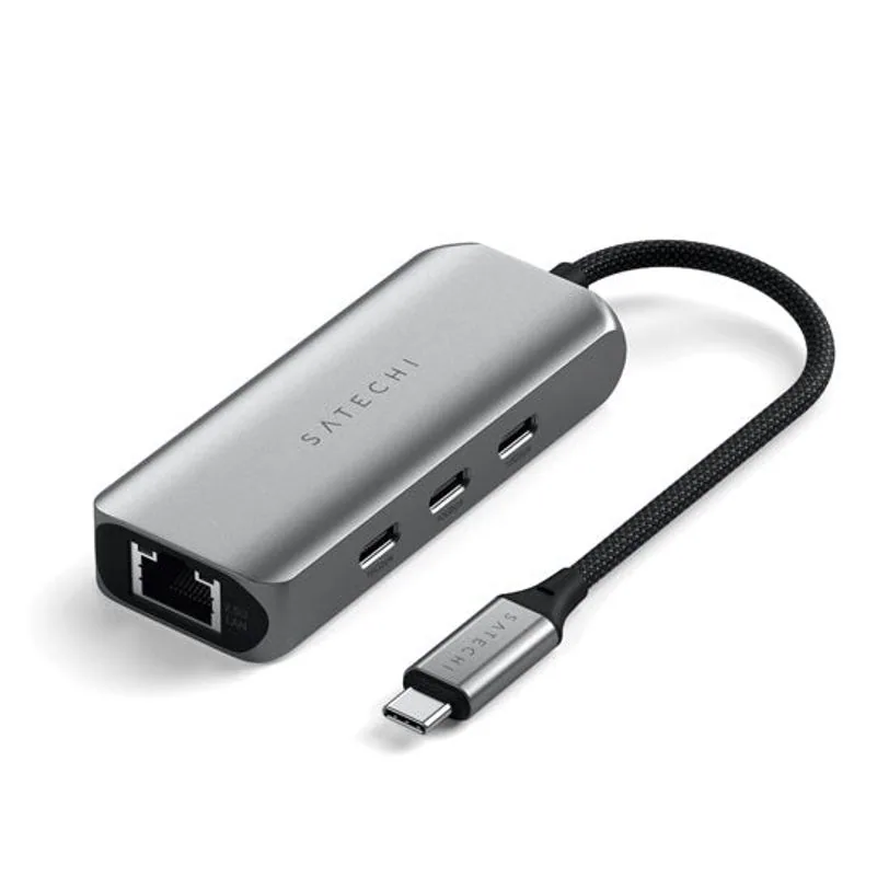 Hub Satechi USB-C 4-en-1 avec Ethernet 2,5 Gbit/s — Gris sidéral — vue 3