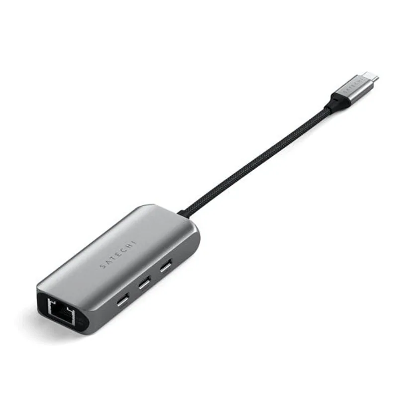 Hub Satechi USB-C 4-en-1 avec Ethernet 2,5 Gbit/s — Gris sidéral — vue 4