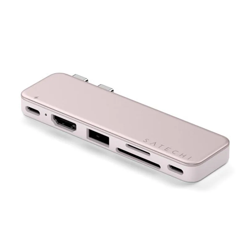 Hub Satechi Snap USB-C pour MacBook Neo — Rose poudré