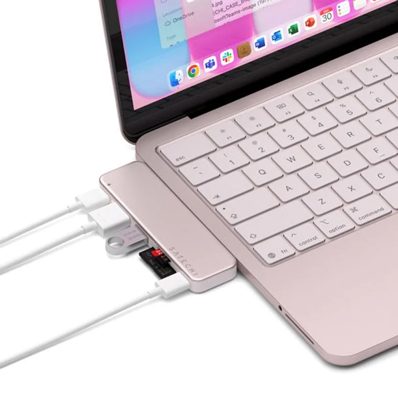 Hub Satechi Snap USB-C pour MacBook Neo — Rose poudré — vue 2