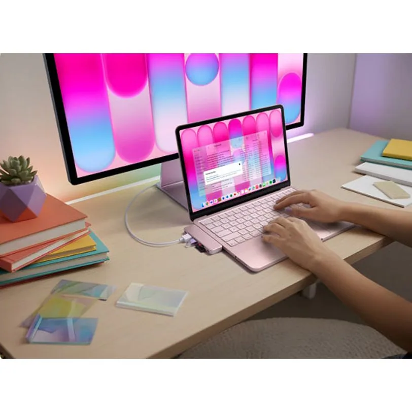 Hub Satechi Snap USB-C pour MacBook Neo — Rose poudré — vue 8