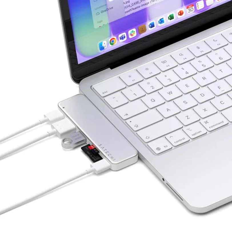 Hub Satechi Snap USB-C pour MacBook Neo — Argent — vue 3