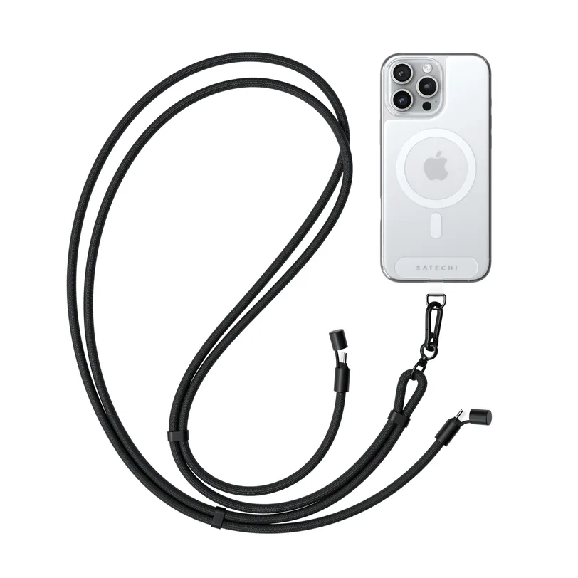 Cordon tour de cou Satechi OnTheGo avec câble USB-C — Noir