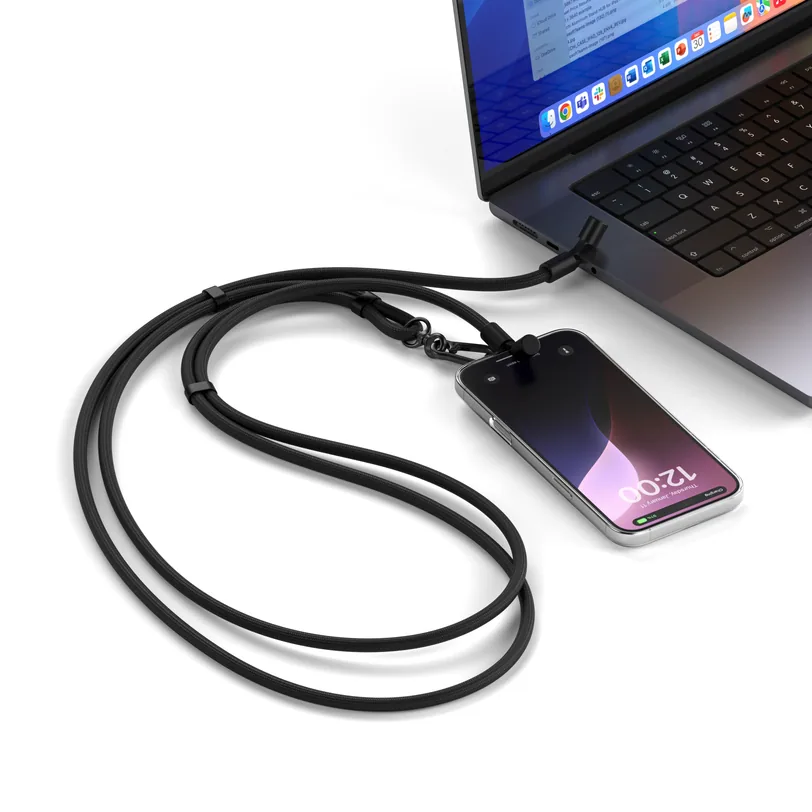 Cordon tour de cou Satechi OnTheGo avec câble USB-C — Noir — vue 2