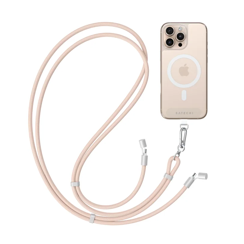 Cordon tour de cou Satechi OnTheGo avec câble USB-C — Rose désert