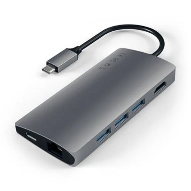 Adaptateur multiport Satechi USB-C 4K et Ethernet V2 — Gris sidéral — vue 2