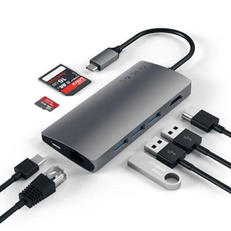Adaptateur multiport Satechi USB-C 4K et Ethernet V2 — Gris sidéral — vue 7