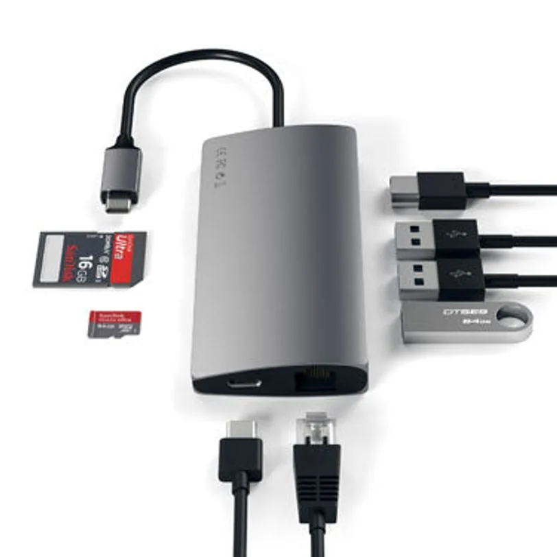 Adaptateur multiport Satechi USB-C 4K et Ethernet V2 — Gris sidéral — vue 8
