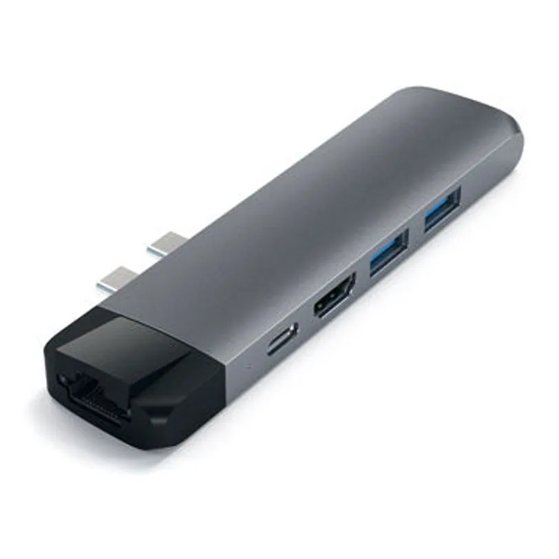 Hub Satechi USB-C Pro avec Ethernet et HDMI 4K — Gris sidéral — vue 4