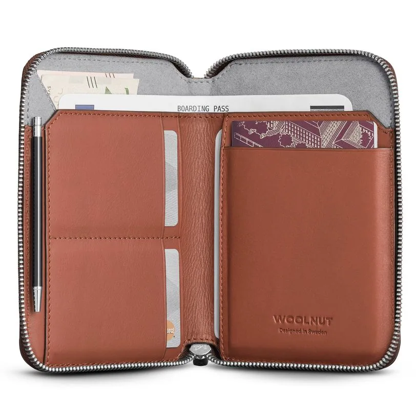 Woolnut folio de voyage cuir — Cognac