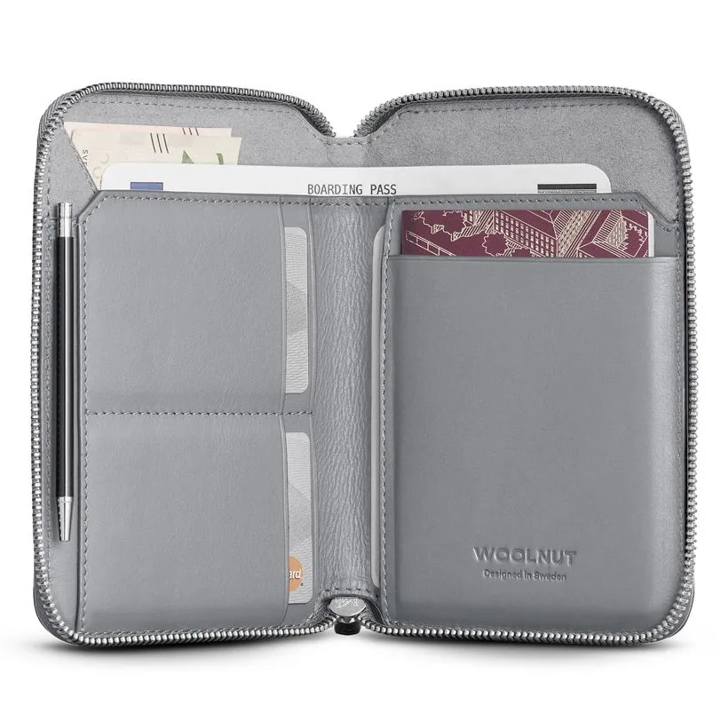 Woolnut folio de voyage cuir — Gris sidéral