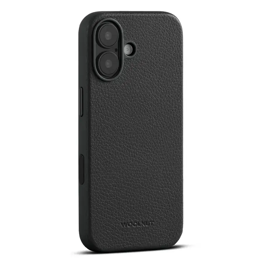 Coque cuir Woolnut iPhone 17 — Noir