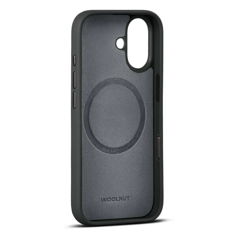 Coque cuir Woolnut iPhone 17 — Noir