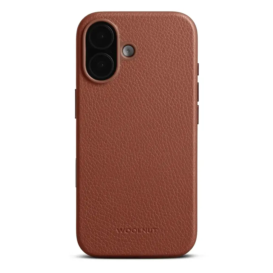 Coque cuir Woolnut iPhone 17 — Cognac