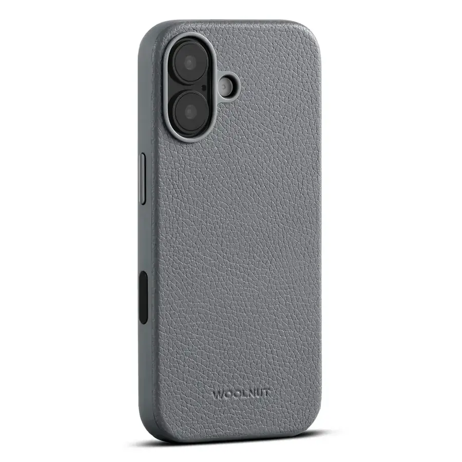 Coque cuir Woolnut iPhone 17 — Gris sidéral