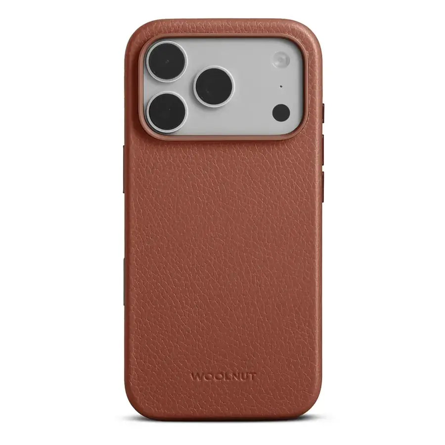 Coque cuir Woolnut iPhone 17 Pro — Cognac