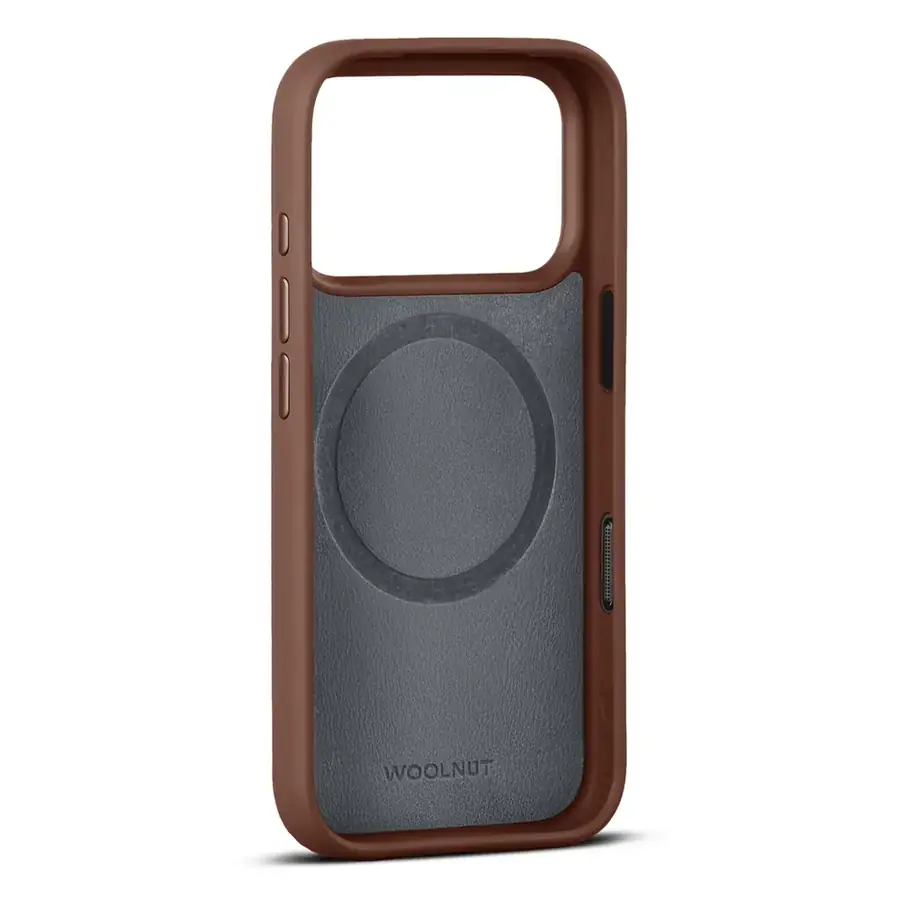 Coque cuir Woolnut iPhone 17 Pro — Cognac