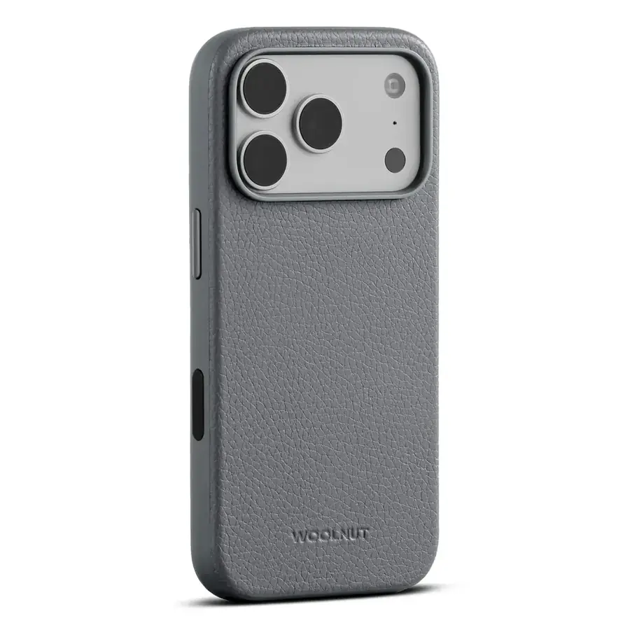 Coque cuir Woolnut iPhone 17 Pro — Gris sidéral