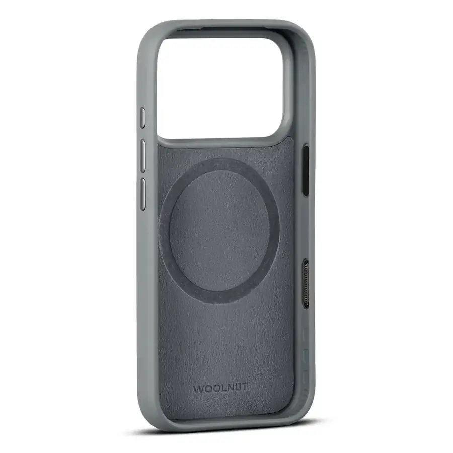 Coque cuir Woolnut iPhone 17 Pro — Gris sidéral