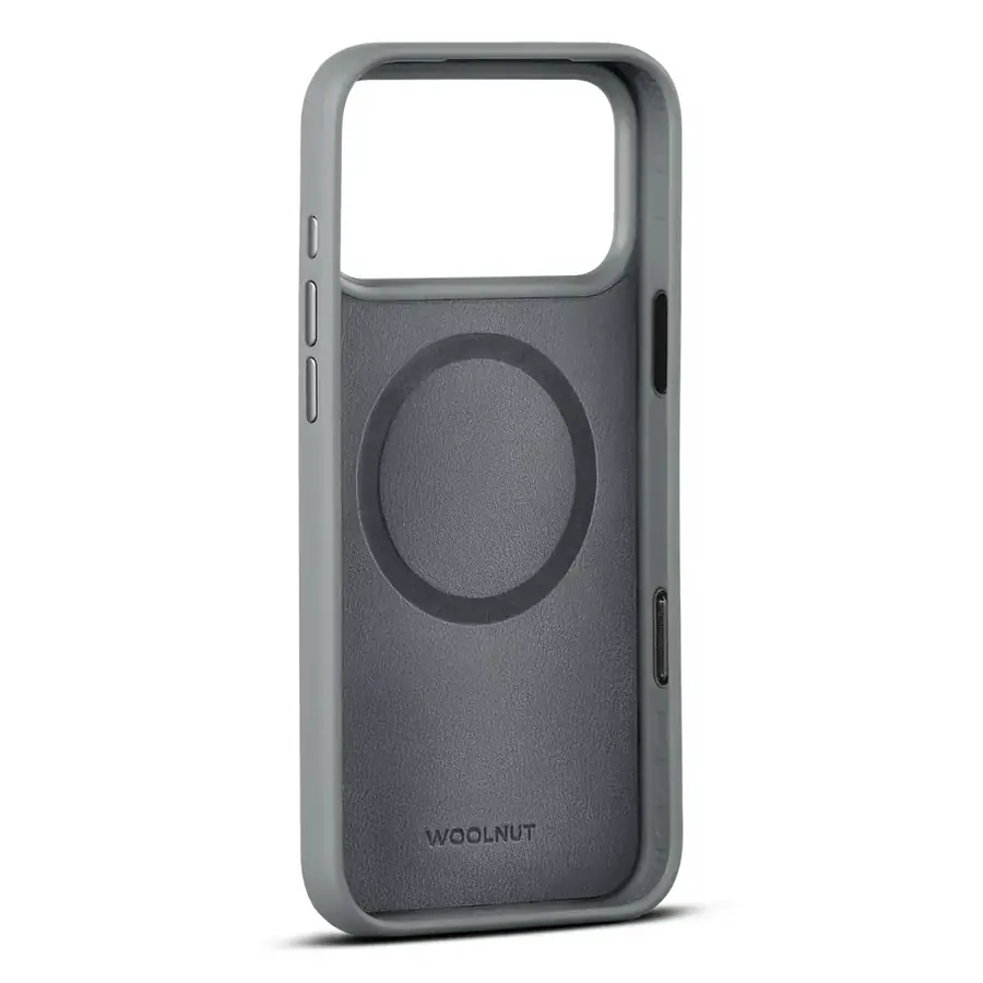 Coque cuir Woolnut iPhone 17 Pro Max — Gris sidéral