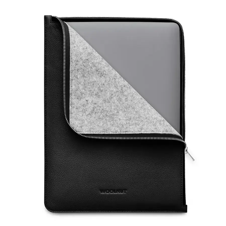Woolnut folio cuir pour MacBook 13/14 pouces — Noir