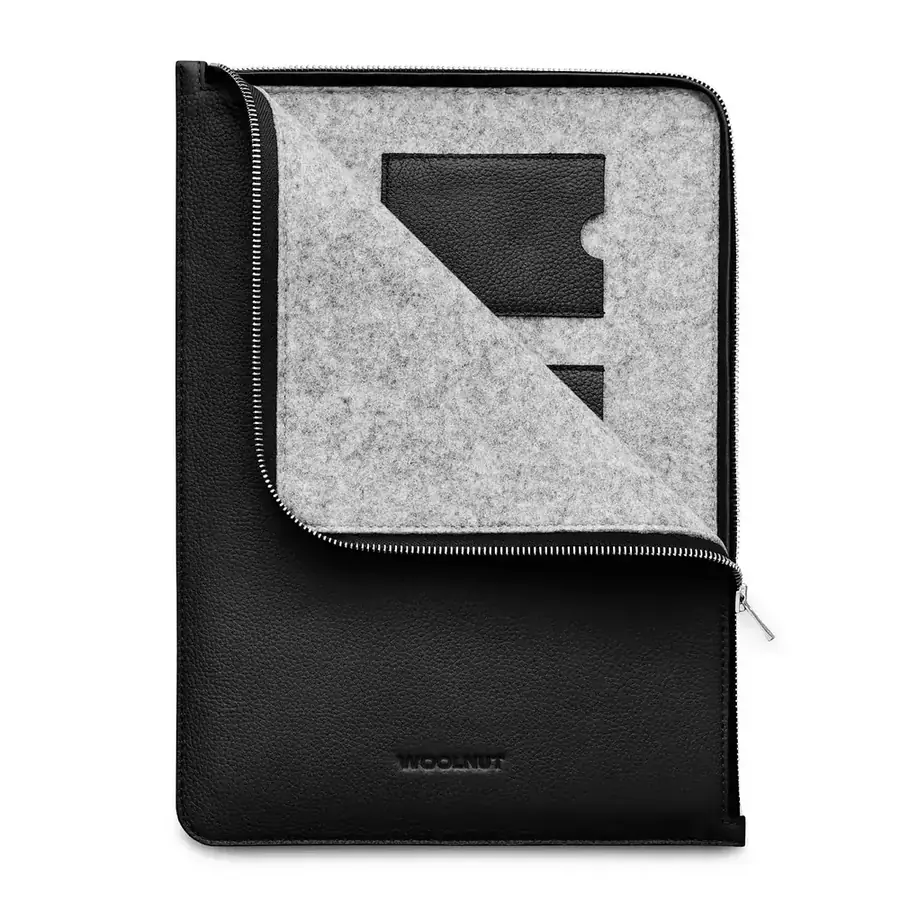 Woolnut folio cuir pour MacBook 13/14 pouces — Noir