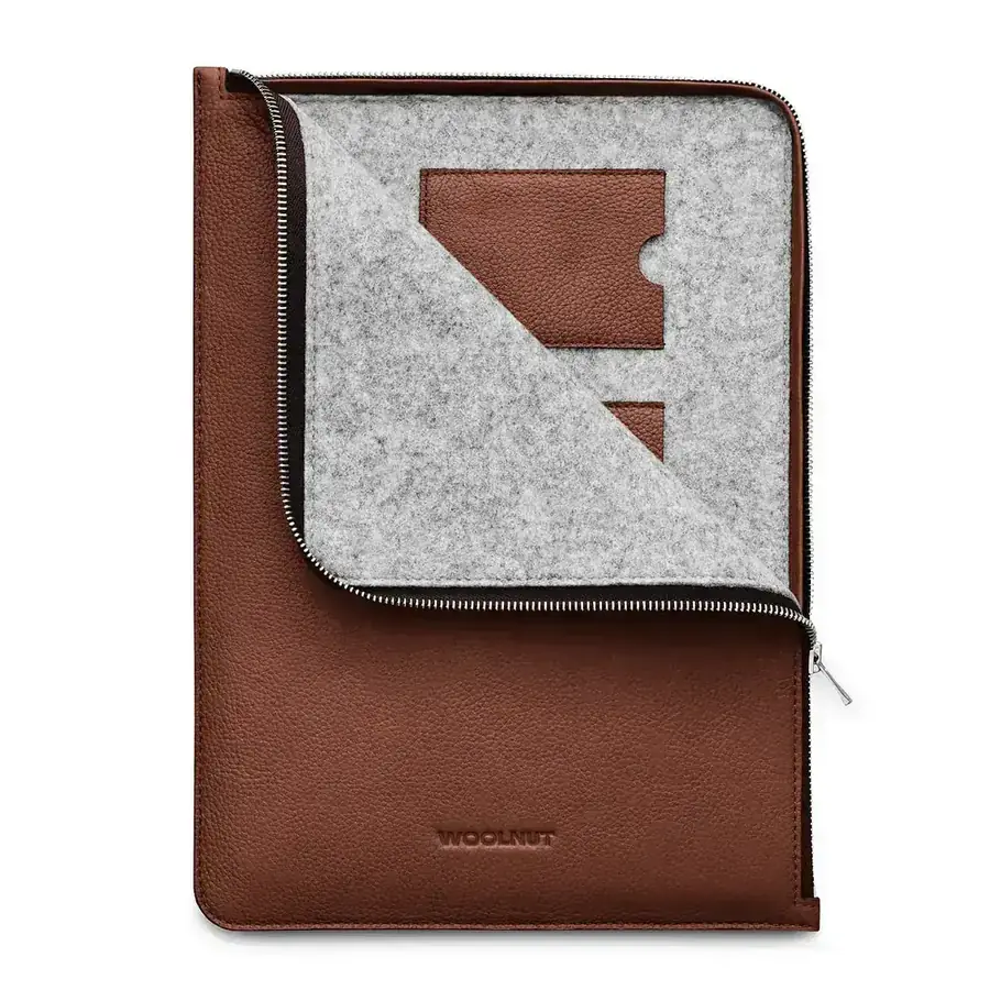 Woolnut folio cuir pour MacBook 13/14 pouces — Cognac