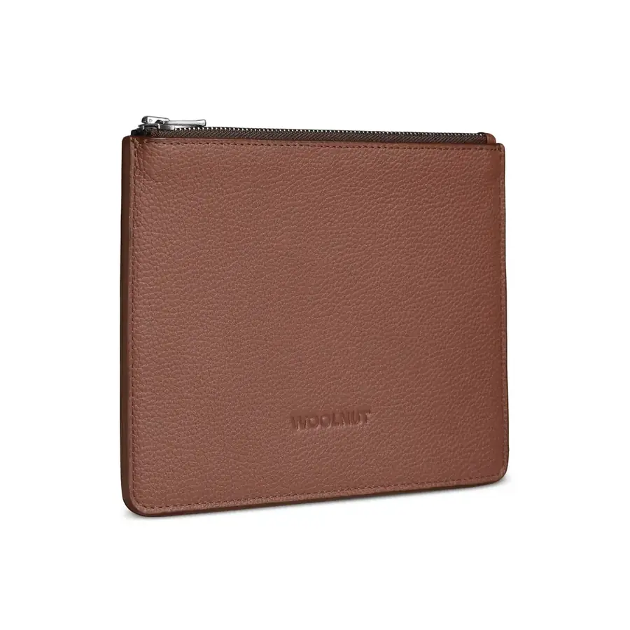 Woolnut pochette cuir plate — Cognac