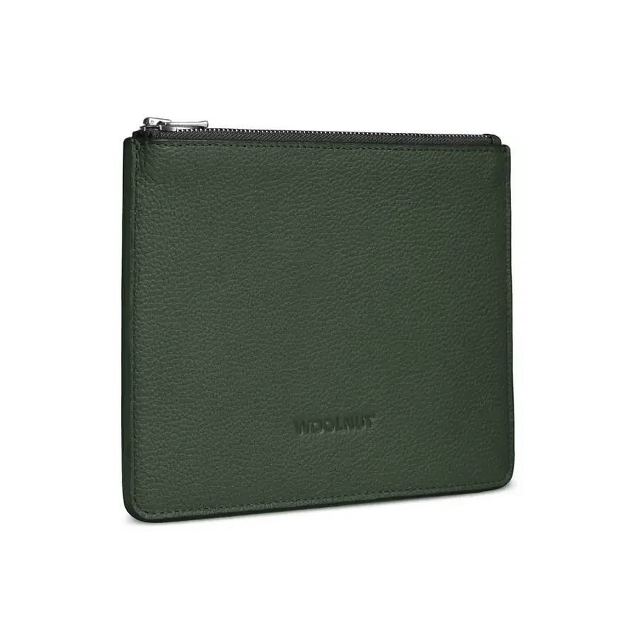 Woolnut pochette cuir plate — Vert