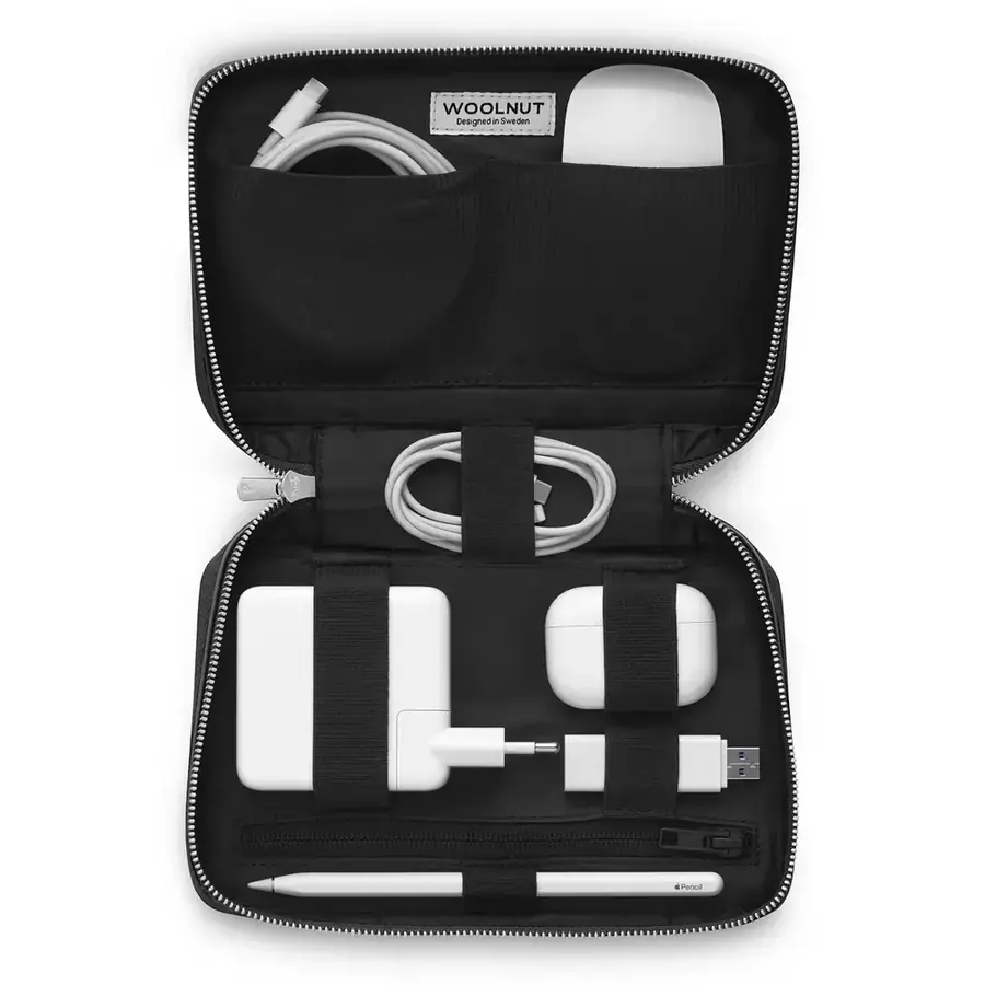 Woolnut organiseur tech cuir — Noir