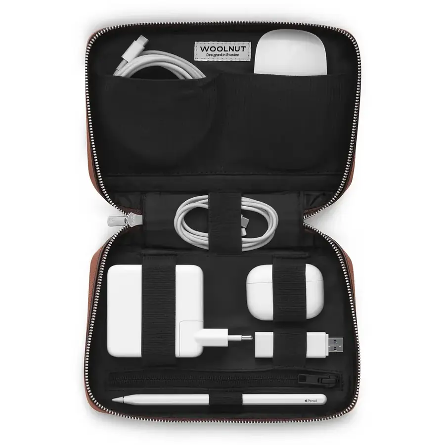 Woolnut organiseur tech cuir — Cognac