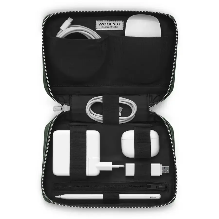Woolnut organiseur tech cuir — Vert
