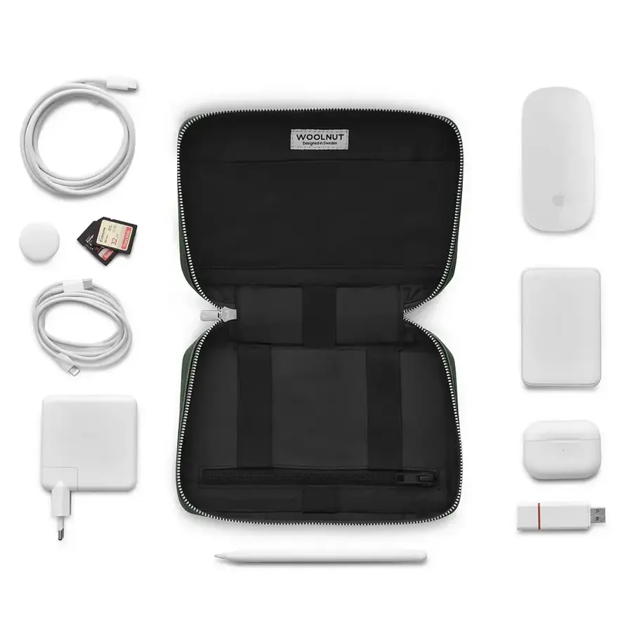 Woolnut organiseur tech cuir — Vert