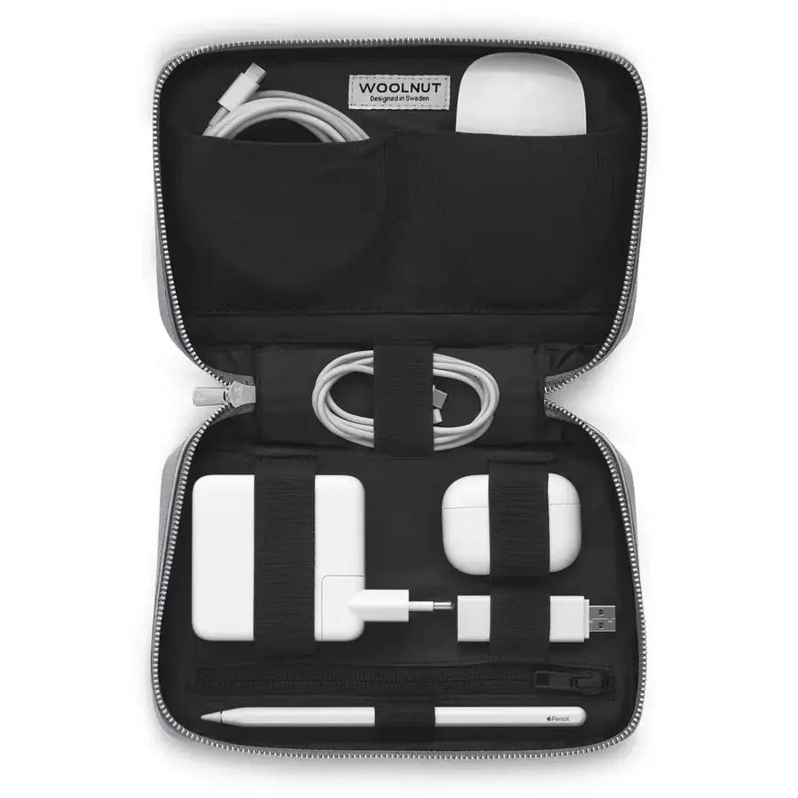 Woolnut organiseur tech cuir — Gris sidéral