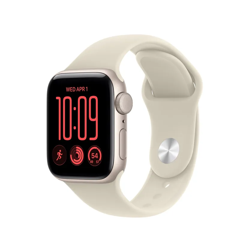 Apple Watch SE 3 GPS 40 mm boîtier aluminium Lumière stellaire avec Bracelet Sport Sable — M/L