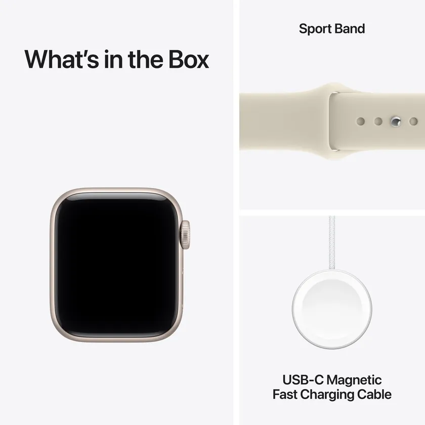 Apple Watch SE 3 GPS 40 mm boîtier aluminium Lumière stellaire avec Bracelet Sport Sable — M/L