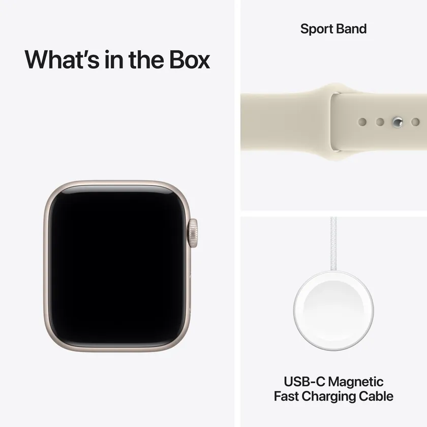 Apple Watch SE 3 GPS 44 mm boîtier aluminium Lumière stellaire avec Bracelet Sport Sable — S/M
