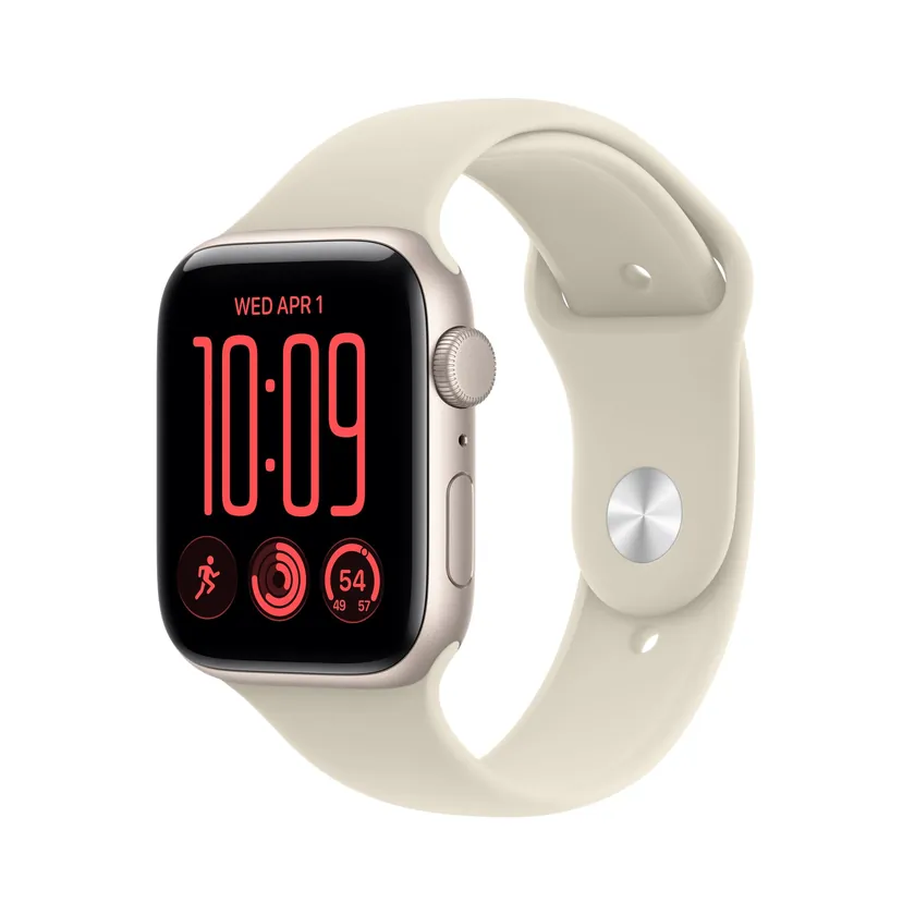 Apple Watch SE 3 GPS 44 mm boîtier aluminium Lumière stellaire avec Bracelet Sport Sable — M/L