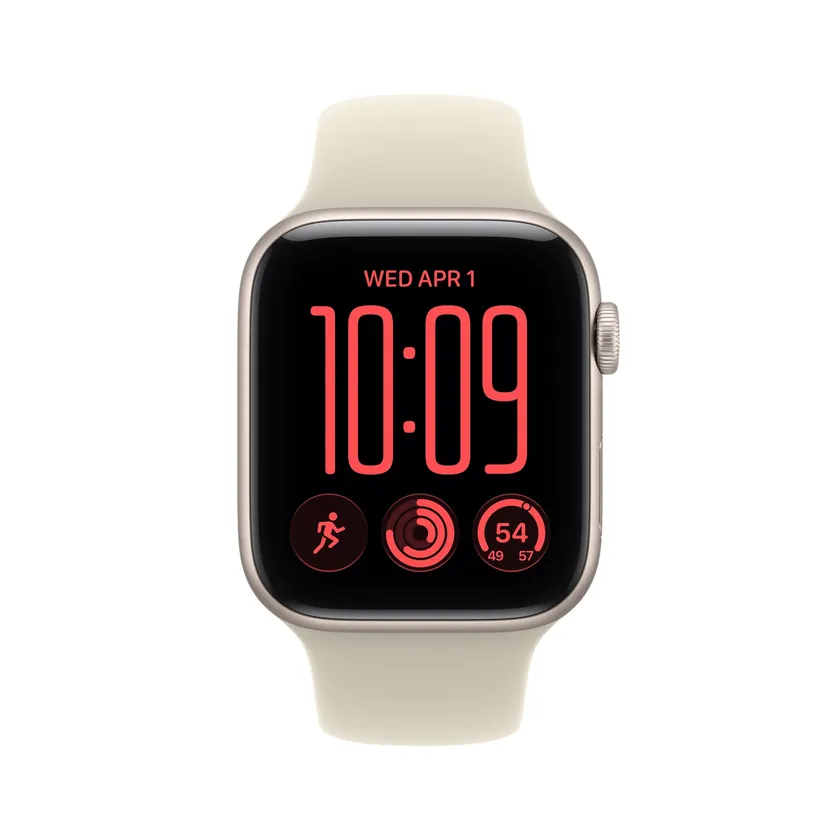 Apple Watch SE 3 GPS 44 mm boîtier aluminium Lumière stellaire avec Bracelet Sport Sable — M/L