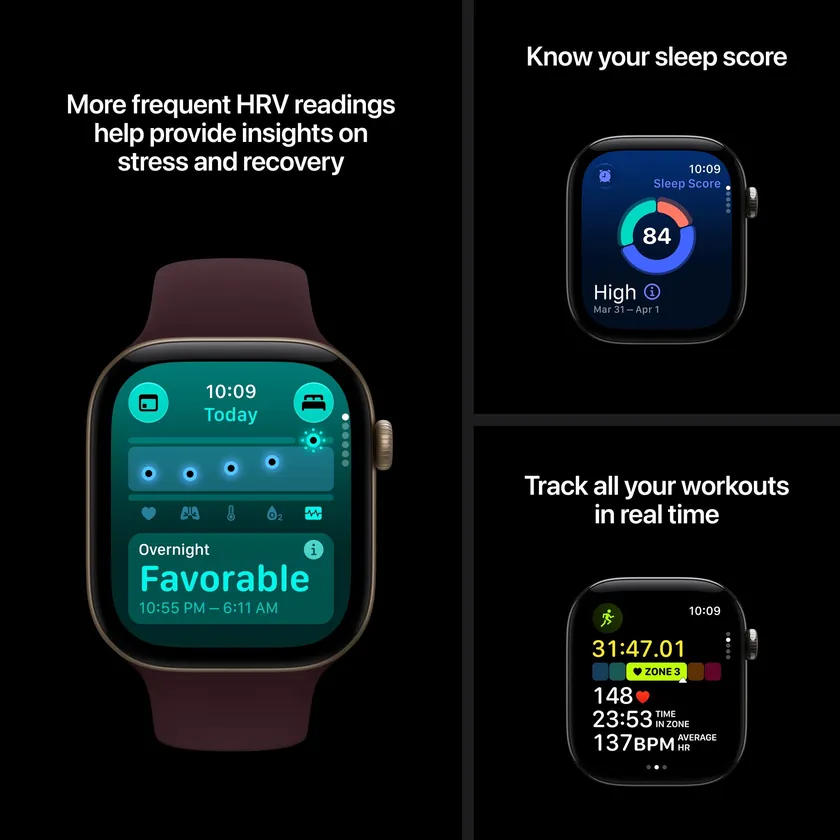 Apple Watch Series 12 GPS 42 mm boîtier aluminium noir avec Bracelet Sport noir — M/L