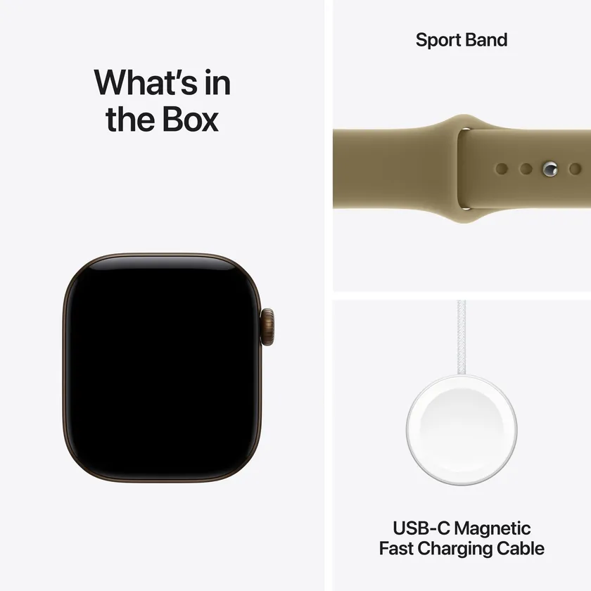 Apple Watch Series 12 GPS 42 mm boîtier aluminium bronze foncé avec Bracelet Sport olive — S/M