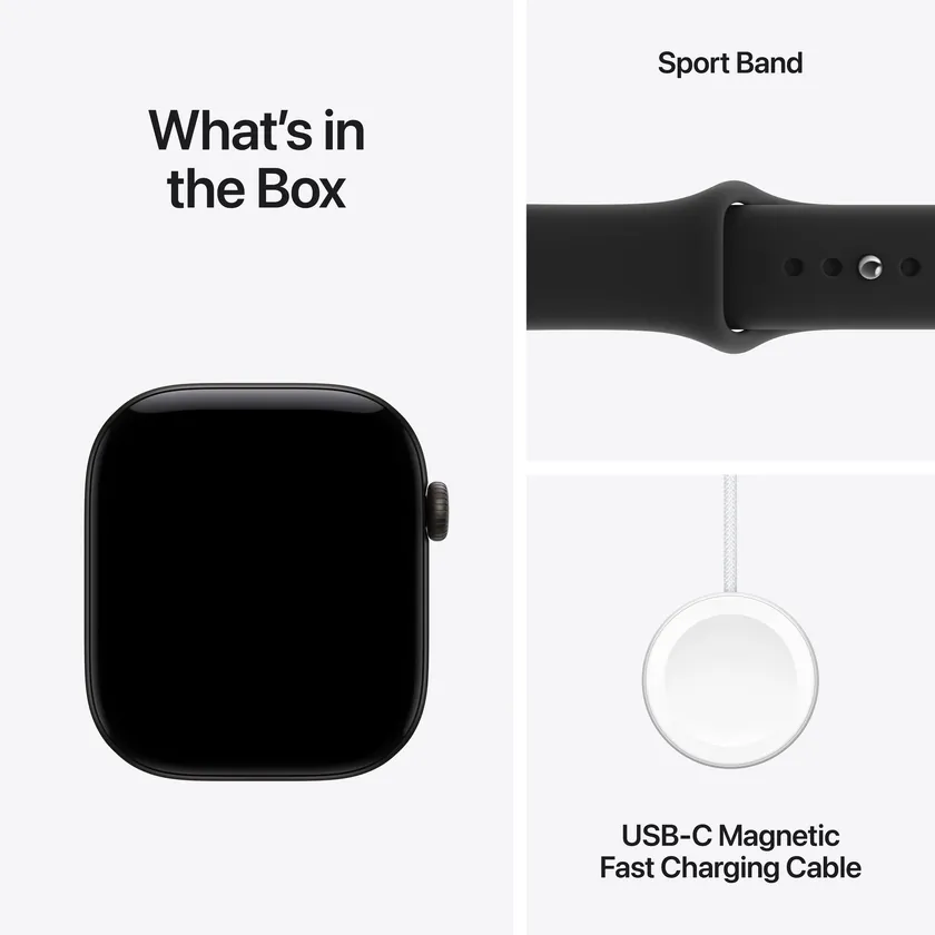 Apple Watch Series 12 GPS 46 mm boîtier aluminium noir avec Bracelet Sport noir — S/M