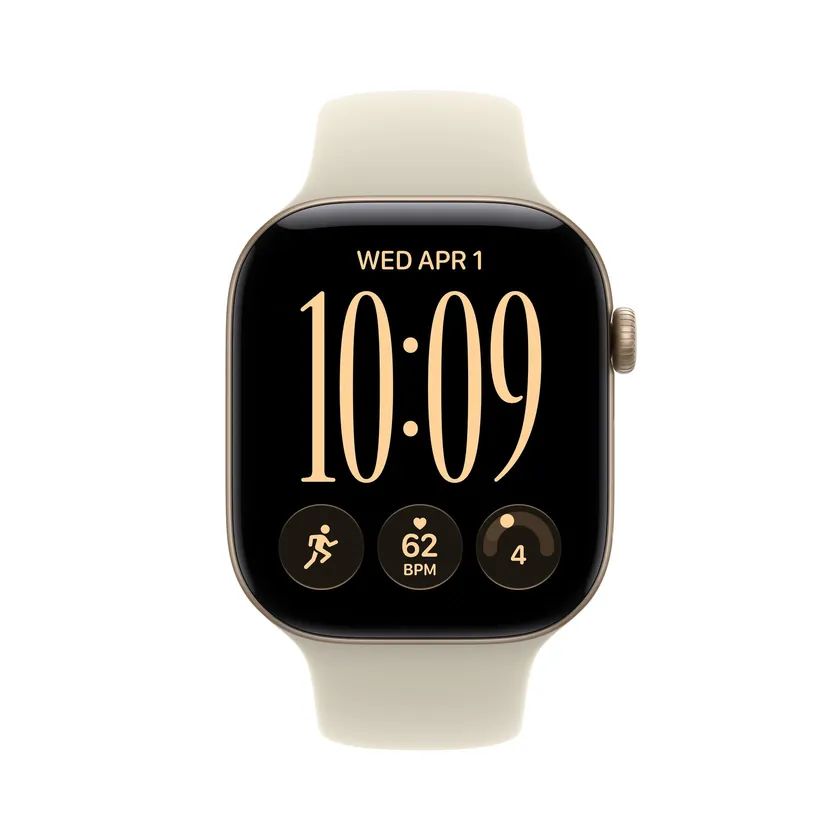 Apple Watch Series 12 GPS 46 mm boîtier aluminium or clair avec Bracelet Sport sable — M/L