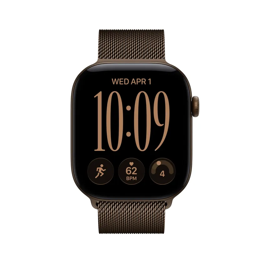 Apple Watch Series 12 GPS 46 mm boîtier aluminium bronze foncé avec Boucle milanaise bronze foncé — M/L