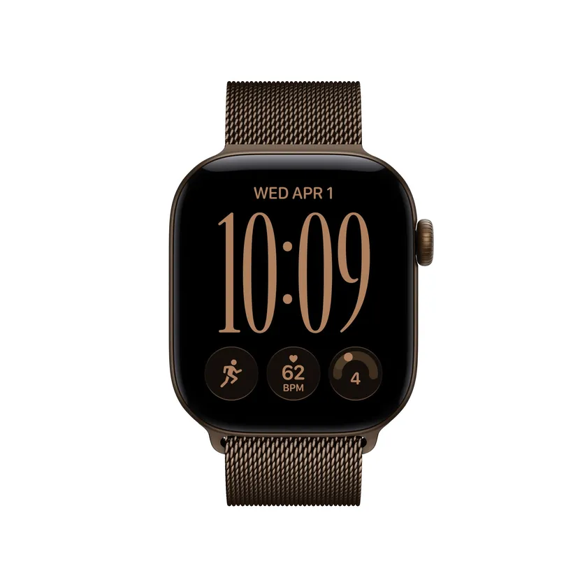 Apple Watch Series 12 GPS 42 mm boîtier aluminium bronze foncé avec Boucle milanaise bronze foncé